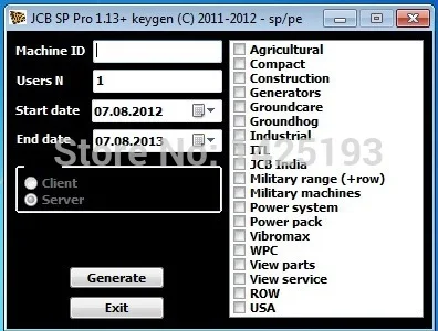 

Каталог запчастей JCB SPP 1,13-2,00, разблокировка Keygen