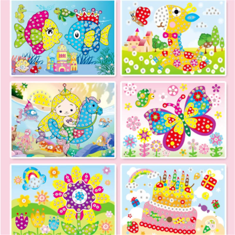 3D Мозаика из пены липкие кристаллы искусство принцесса и бабочки наклейка игра