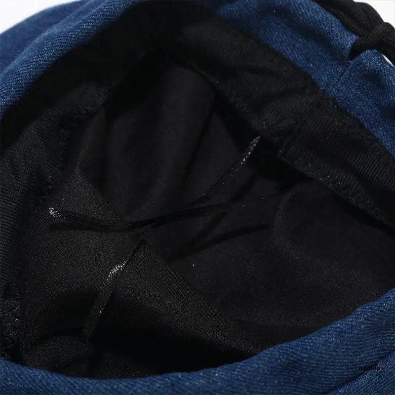 Женский хлопковый берет из джинсовой ткани с бантом и лентой облегающая шапка