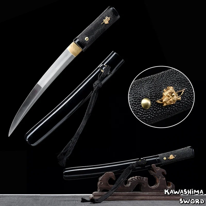 Японский нож tento Black Stingray1060 из высокоуглеродистой стали маленький с надписью