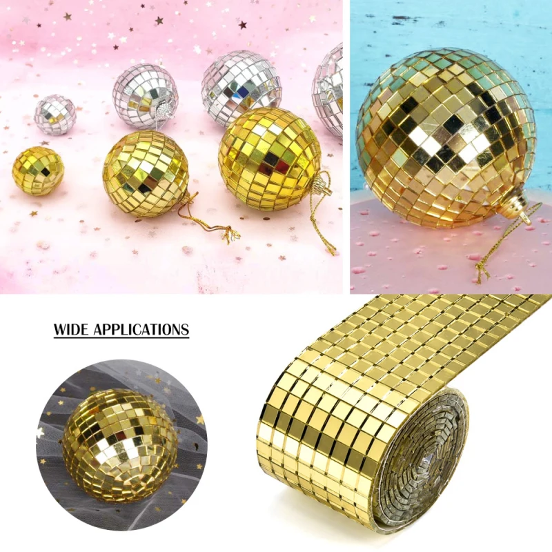1M Wedding Holiday Home Decoration Glitter Sequin Sticker Glass Mosaic Tile Mirror Self-adhesive Paper Silver Gold Rose - купить по