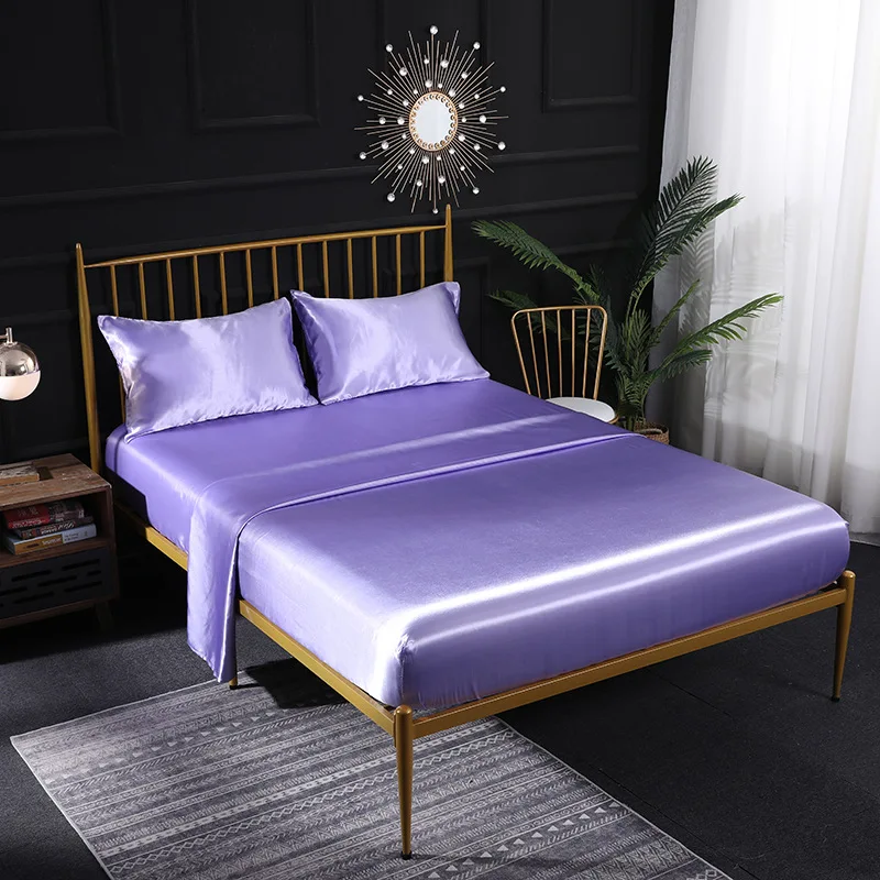 

Home Textile Bedding Set Luxury Queen King Size Bed Sheet Set Covers Bedspread Satin Bed Sheets and Pillow Case Bedroom Decor
