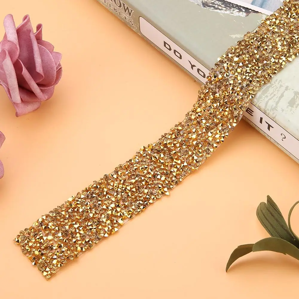 1yard 30mm Diamond Mesh Wrap Roll Sparkle Crystal Rhinestone Ribbon Decoration (Gold) for wedding birthday or other events | Дом и сад