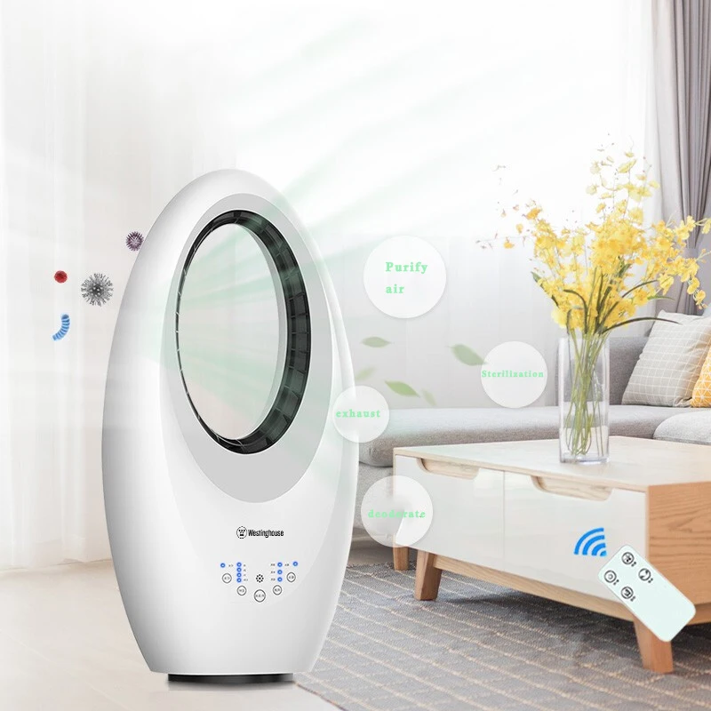 

Bladeless Electric Fan Household Electric Fan Air Purifier Smart Remote Control Floor Fan Mute Tower Fan Timing Shaking Head