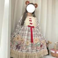 new op lolita dress japanese cute cartoon print long sleeve soft girl dress kawaii retro spring autumn baby doll dress for women