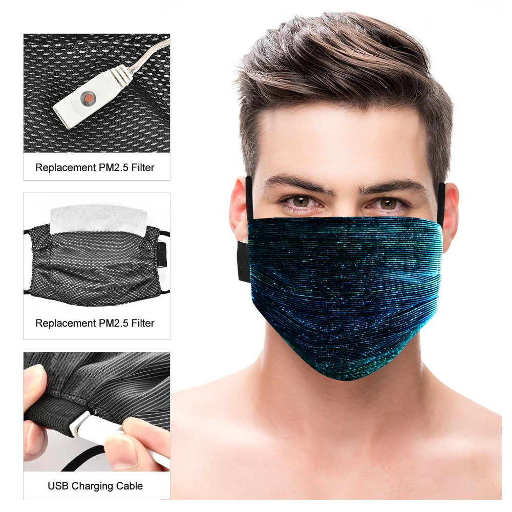 Светящаяся светодиодная маска для вечеринки 7 цветов мигающая Хэллоуина