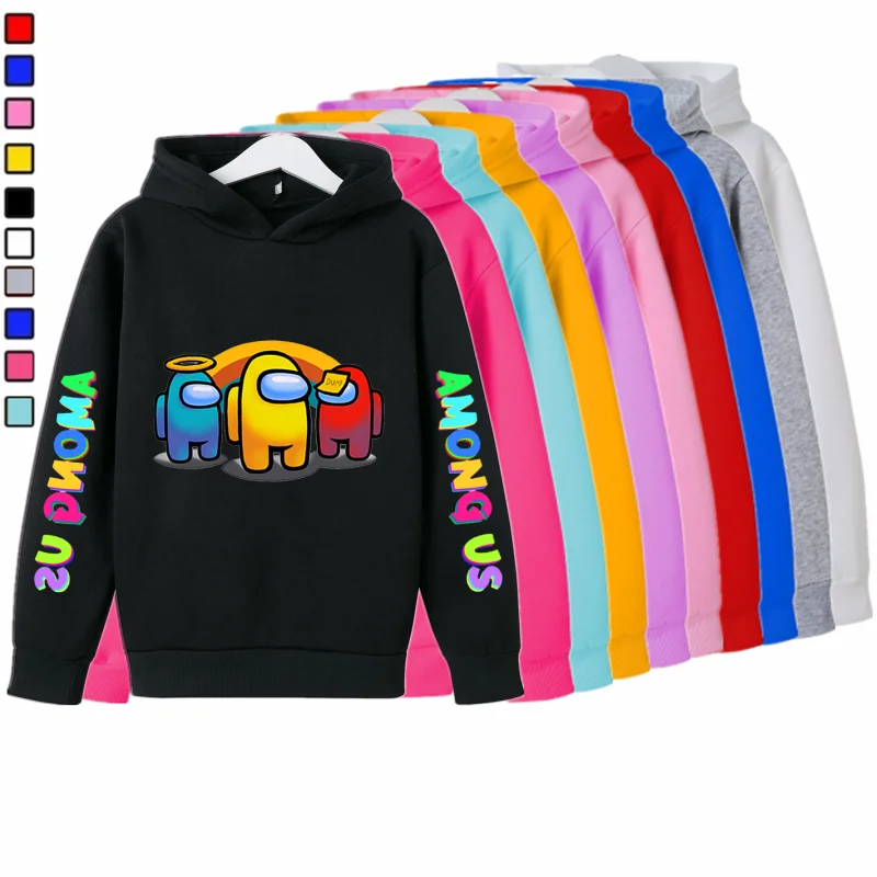 

Autumn New Game AmongUs Hoodies Boys Girls 4-14 Years Impostor Sweatshirt Print Cute Cartoon Tops Kids round collar Streetwear