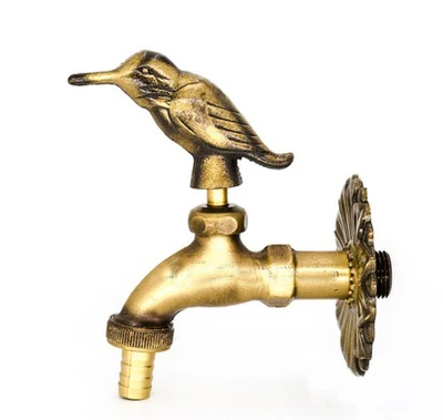 antique woodpecker Наружный декоративный садовый кран в форме животного бибкок зеленый/античный латунный кран для швабра/садовый смеситель в форме животных - Цвет: antique woodpecker