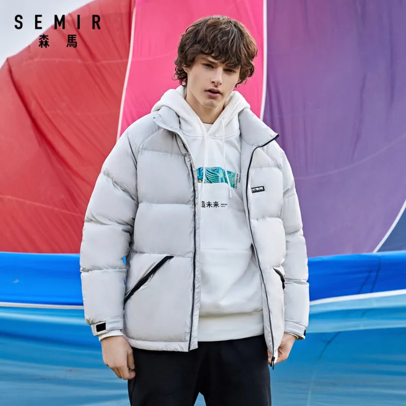 

SEMIR Down jacket men winter 2020 new Korean version loose warm clothing fashion jacket male stand collar
