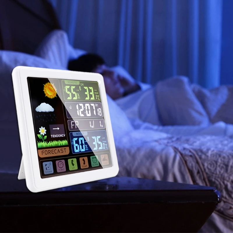 

Digital Weather Station Thermometer Hygrometer with Outdoor Sensor, Weather Forecast, Time Display and Black Night Light