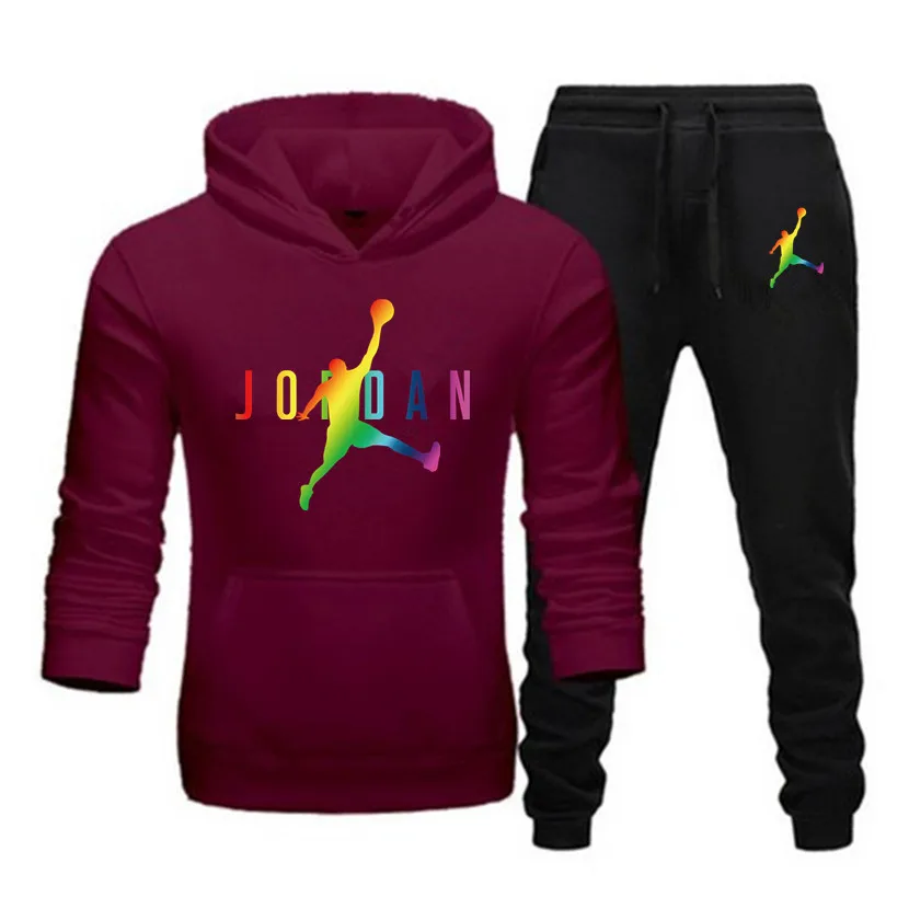 

Jordan 2 Pieces Sets Tracksuit Men Hooded Sweatshirt+pants Pullover Hoodie Sportwear Suit Ropa Hombre Casual Clothes Size S-3XL