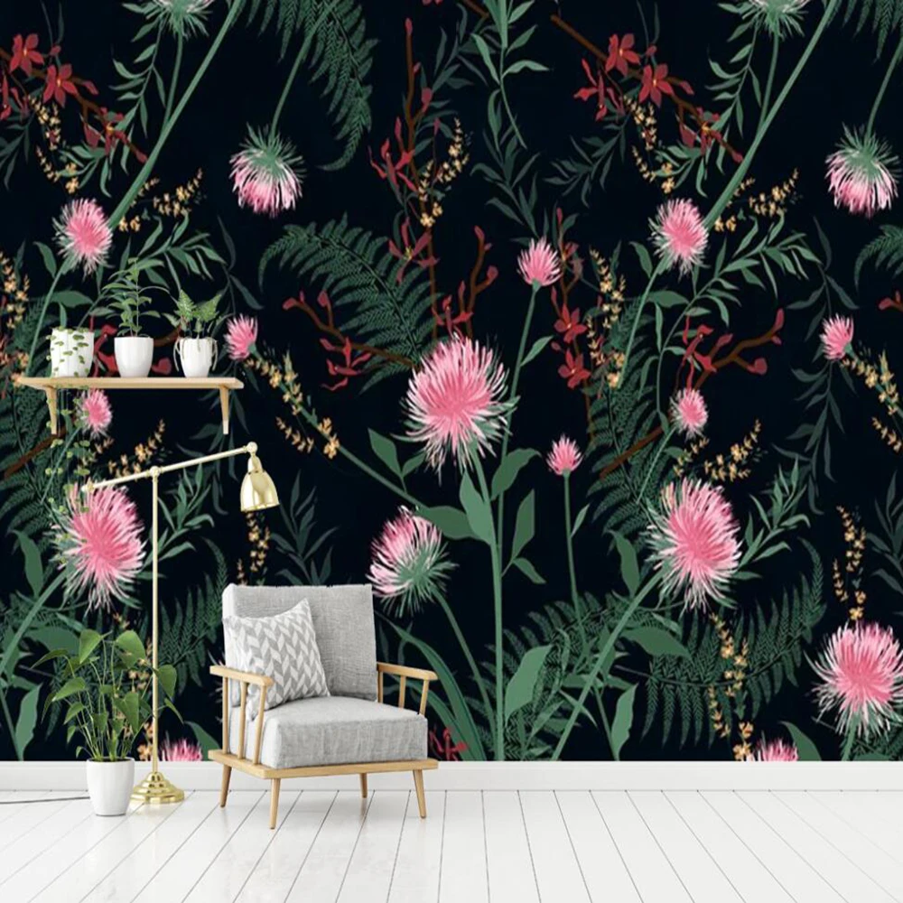 

Milofi custom 3D wallpaper mural simple hand-painted flowers and birds living room background wall decoration painting