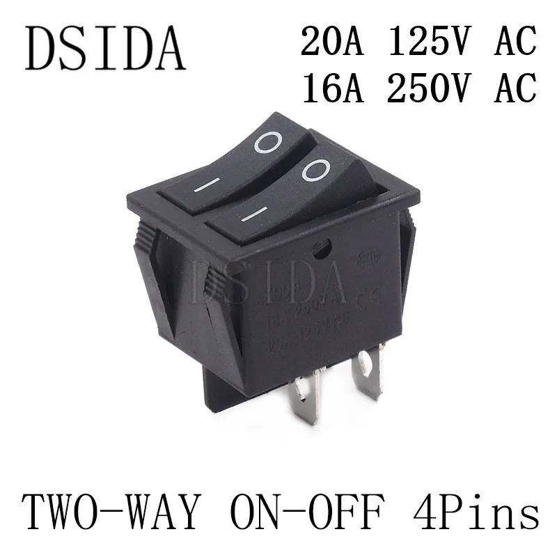 Two-Way 4Pins KCD4 кулисный переключатель ВКЛ-ВЫКЛ двухсторонний 2 положения 4 контакта/6 контактов электрическое оборудование с выключатель света 16A 250VAC/20A 125VAC - Цвет: Two-Way 4Pins