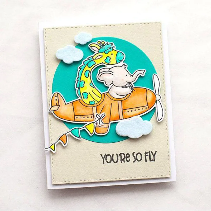 Металлические Вырубные штампы с прозрачными штампами самолёт жираф слон