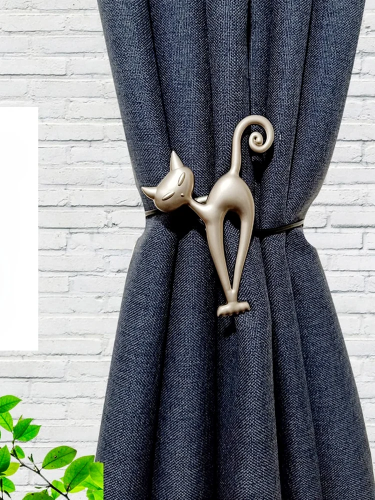 

2 Pcs Cartoon Cat Curtain Strap Accessories Strong Magnetic Curtains Tieback Buckle Holder Curtain Clip Tie Rope Home Decoration