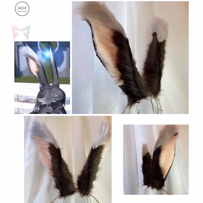 MMGG New Big Black White Bunny Rabbit Ears Hairhoop  Headwear Lolita Cosplay Game Costume Accessories Custom Made