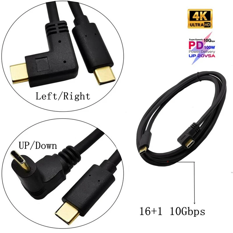 0 3 м 1 90 градусов USB-C для кабель правый и левый угол USB Type-C со штыревыми