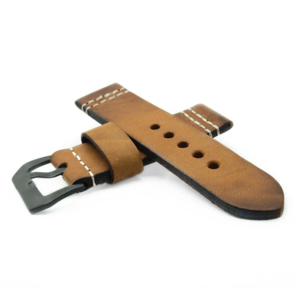 22mm 24mm 26mm Handmade Brown Vintage Genuine Leather Watch Band Strap for pam Men Watchband Strap for PAM DIY Replace