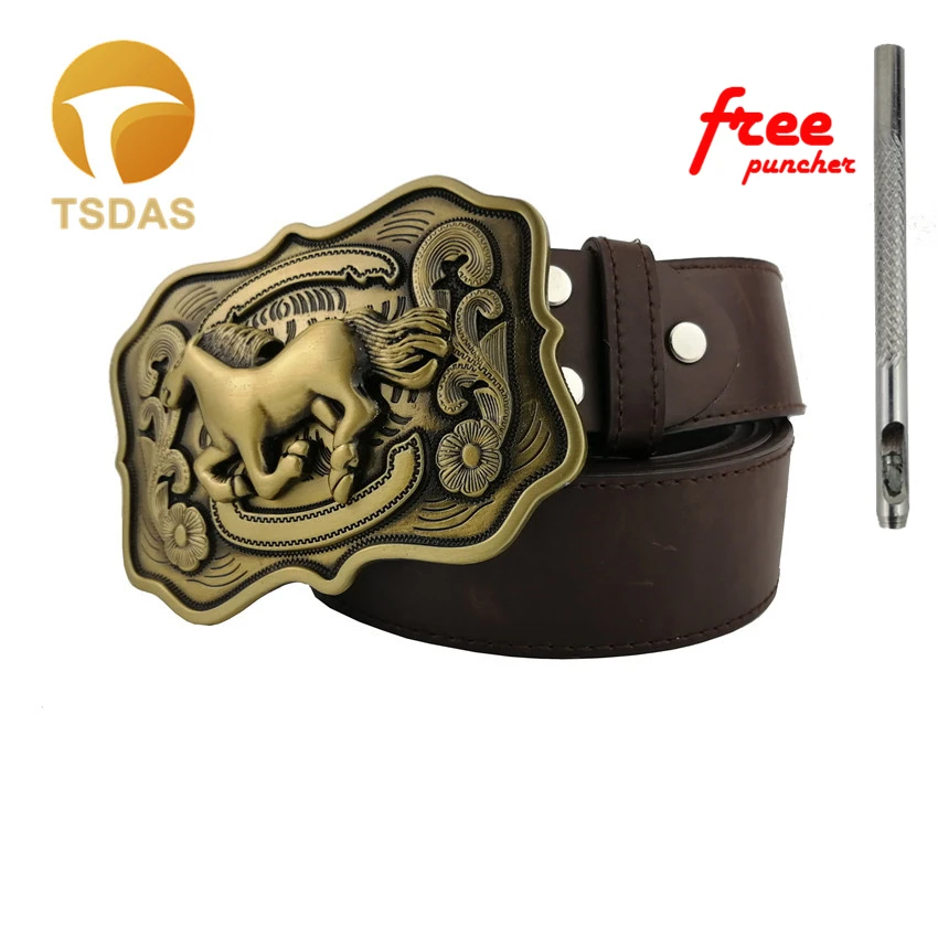 Solid Brass Horse Vintage Belt Buckle For 4.0cm Wide Cool Buckles Classic Men Women Jeans accessories|belt buckle|vintage brass belt bucklesbuckles