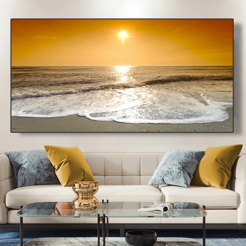 

Ocean Nature Landscape Poster Print Nordic Sunset Beach Canvas Painting Living Room Bedroom Home Cuadros Decor Wall Art Picture