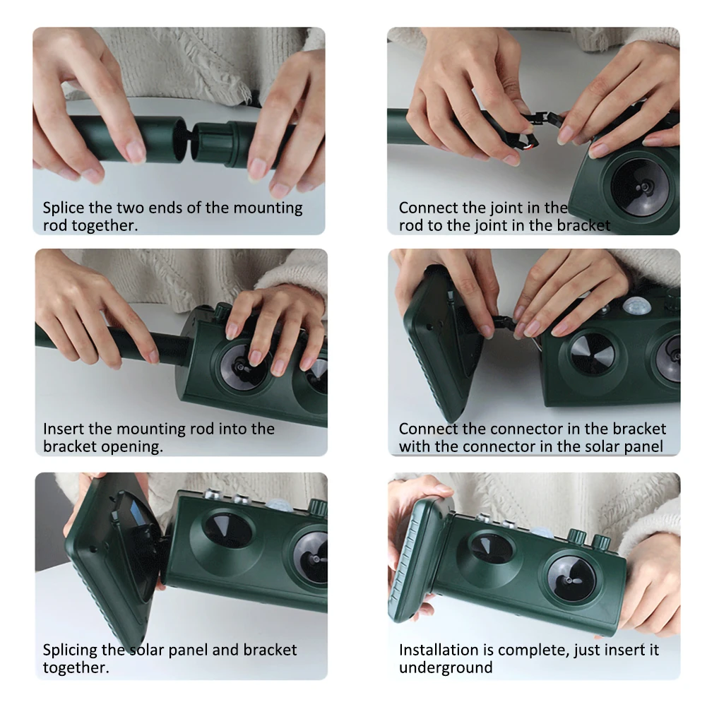 

Ultrasonic Animal Dispeller Repeller Repellent Cat Dog Deterrent Solar Powered Scarer Repellent for Outdoor Garden Used