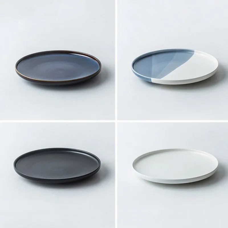 

Nordic Round Ceramic Plate Porcelain Dinner Plate Creative Pizza Dessert Tray Breakfast Snack Dishes Pasta Steak Plate Tableware