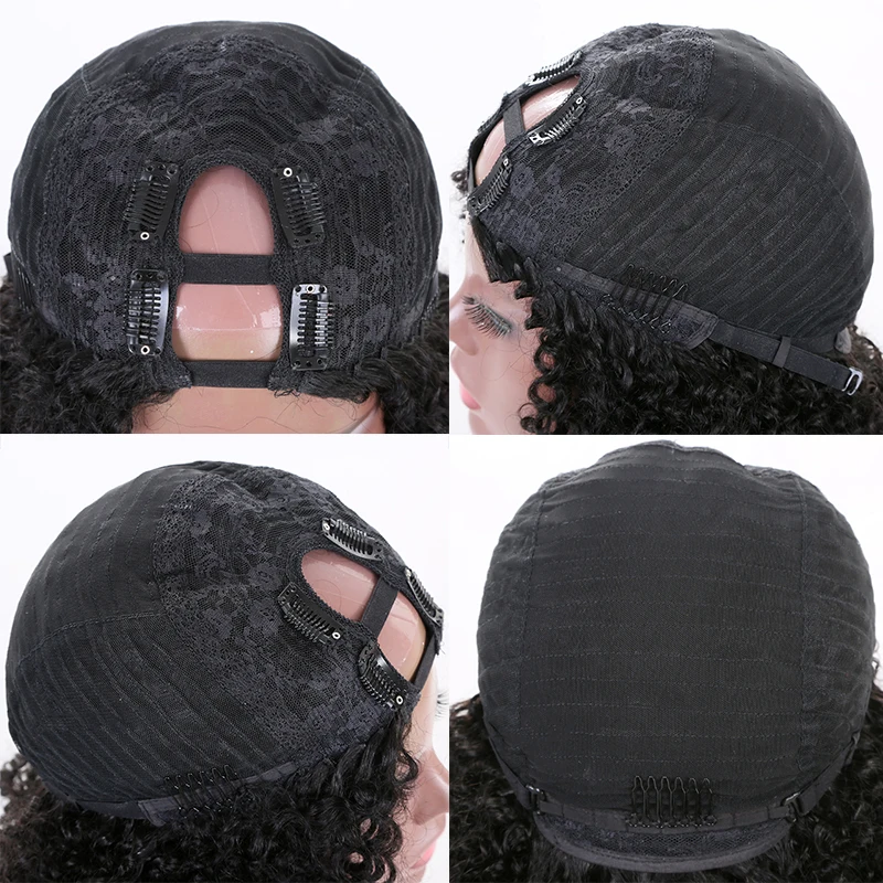 U образные парики из человеческих волос кудрявые 180 250 плотность средняя часть