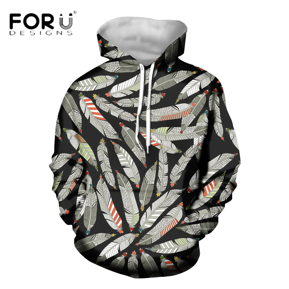 FORUDESIGNS новые традиционные этнические худи с принтом перьев свитшоты женские