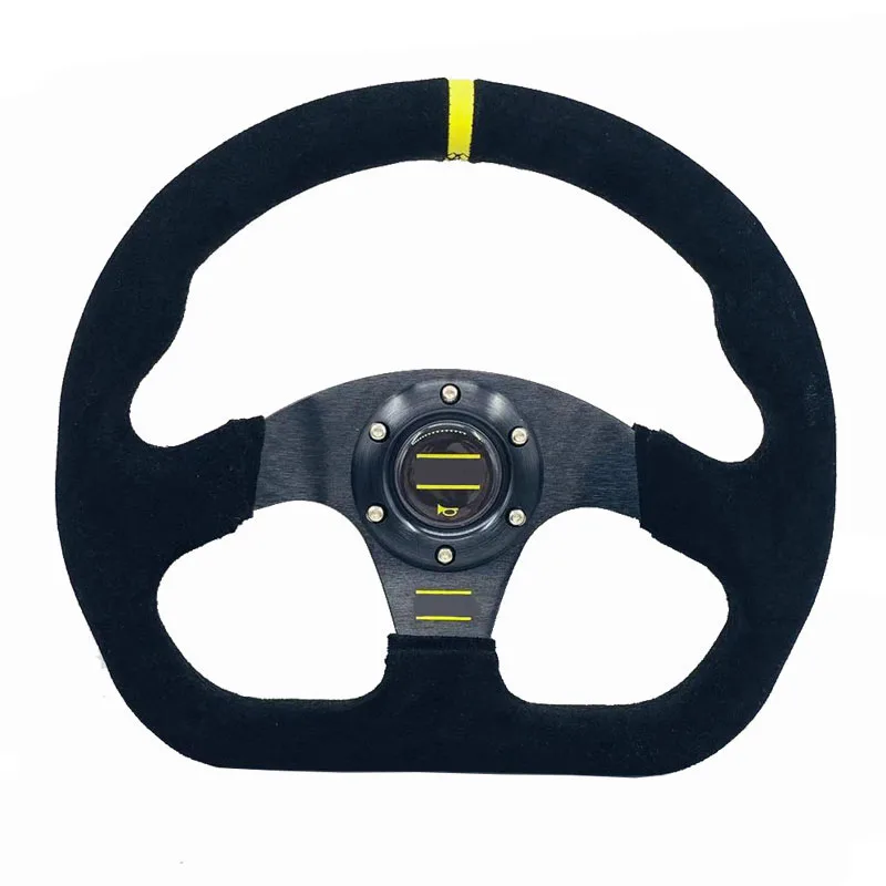 Универсальный 13-дюймовый гоночный руль в мамином стиле из замши и кожи плоский
