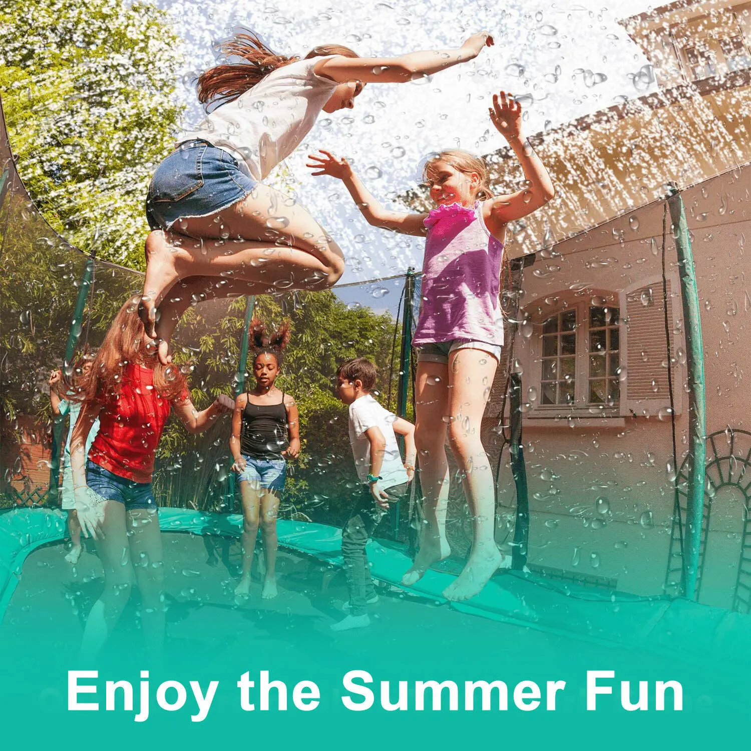 Summer Water Sprinkler Trampoline Outdoor Garden Games Toy Sprayer Backyard 39 Feet Game Park Accessories | Спорт и развлечения