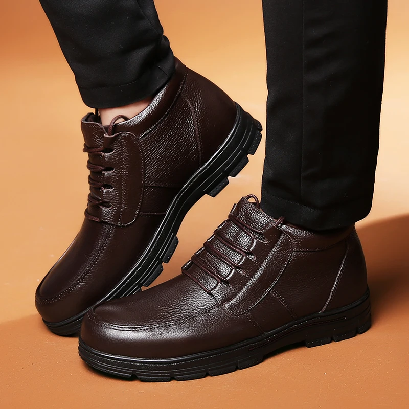 

Winter Boots Men with fur warm snow boots Men Shoes resistant non-slip outdoor Ankle boots zapatos de hombre big size 47 o4