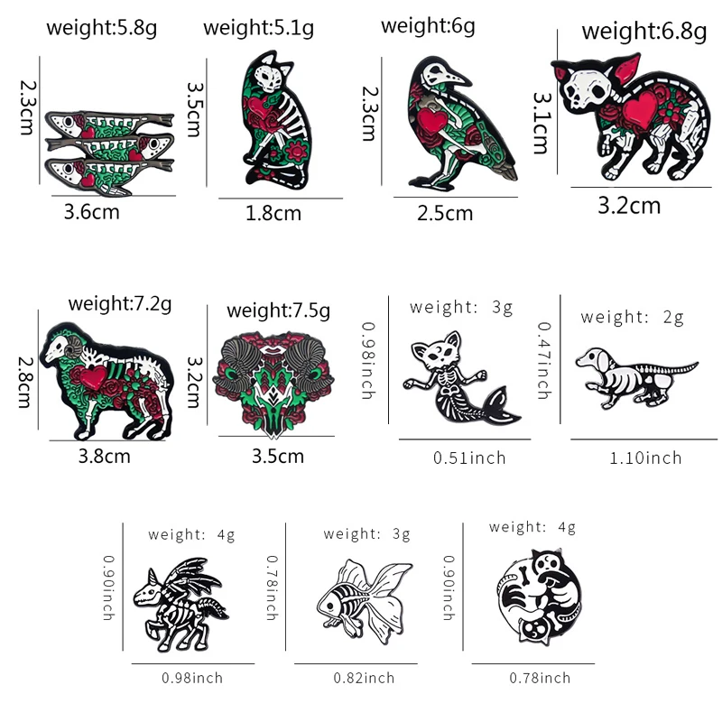 Креативная модная брошь в виде мультяшного кота собаки птицы животного скелета