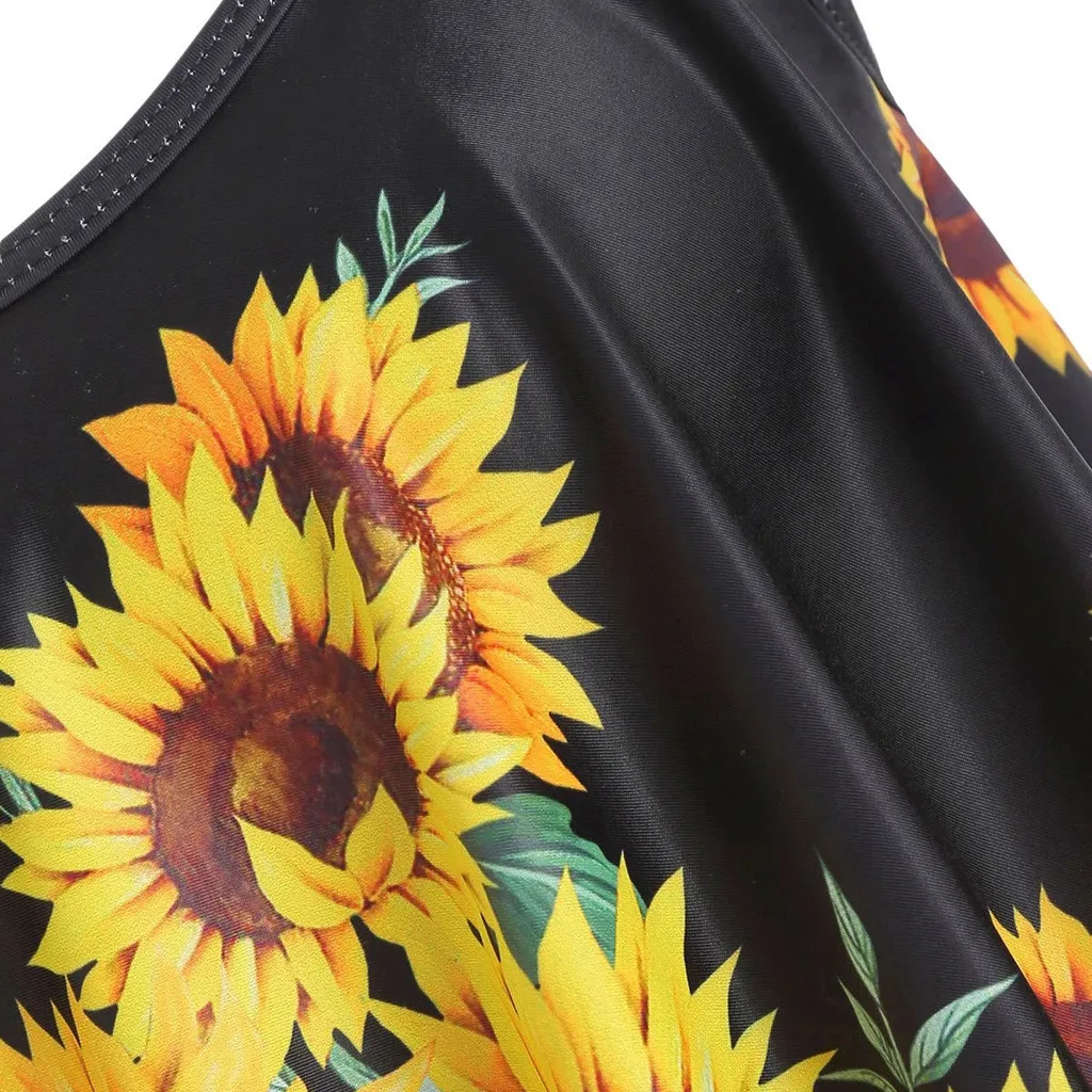 

New Swimwear Women Bikini High Waist Swimsuits Sunflower Print Swimming Suit For Female Tankinis Biquini Push Up Bathing Suits