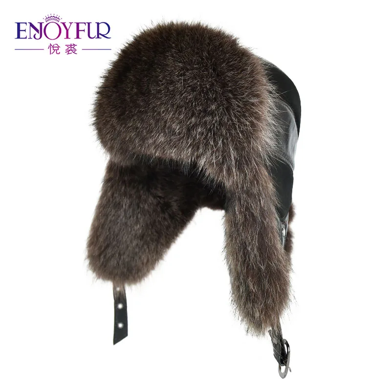 Шапка ушанка ENJOYFUR теплая шапка из натурального меха лисы для русской зимы|fur hat