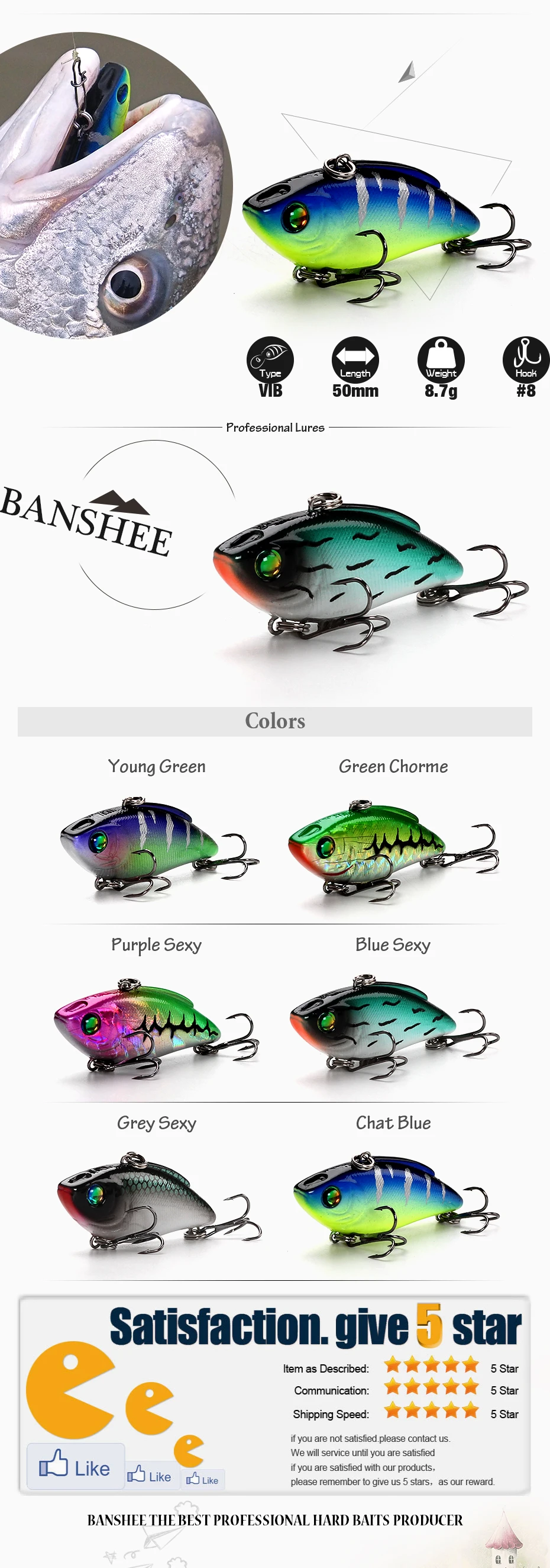 Banshee 50 мм 8,7 г Lipless Crankbait VIB тонущий клинок искусственная наживка жесткая приманка