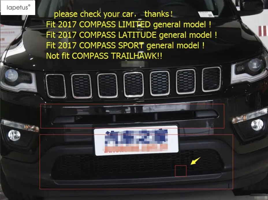 Lapetus аксессуары для Jeep Compass Передняя Нижняя крышка бампера пластина+ Передняя решетка гриль формовочная крышка комплект отделка