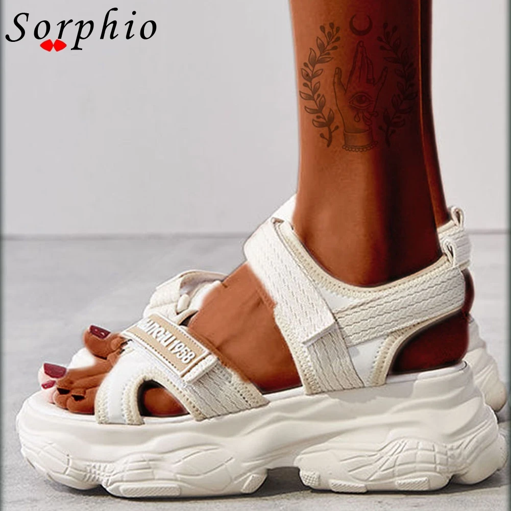 

2021 Summer Women Sandals Open Toe Platform Chunky Heel Hook Loop Casual Roman Sports Shoes Woman Comfy Fashion Simple Brand New