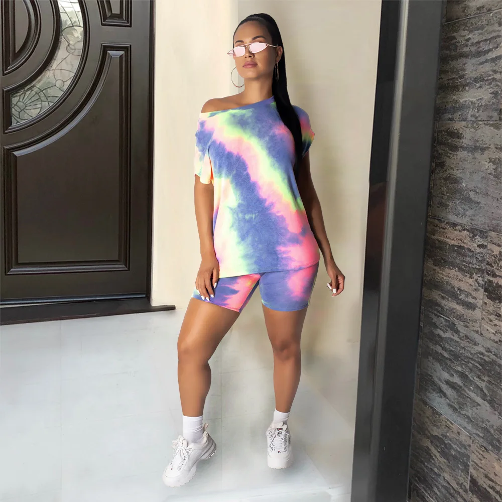

Sexy Women's Multicolor Tie-dye Contrast Color Loose Two-piece Suit Joggers Women Set Matching Sets Women Clothing