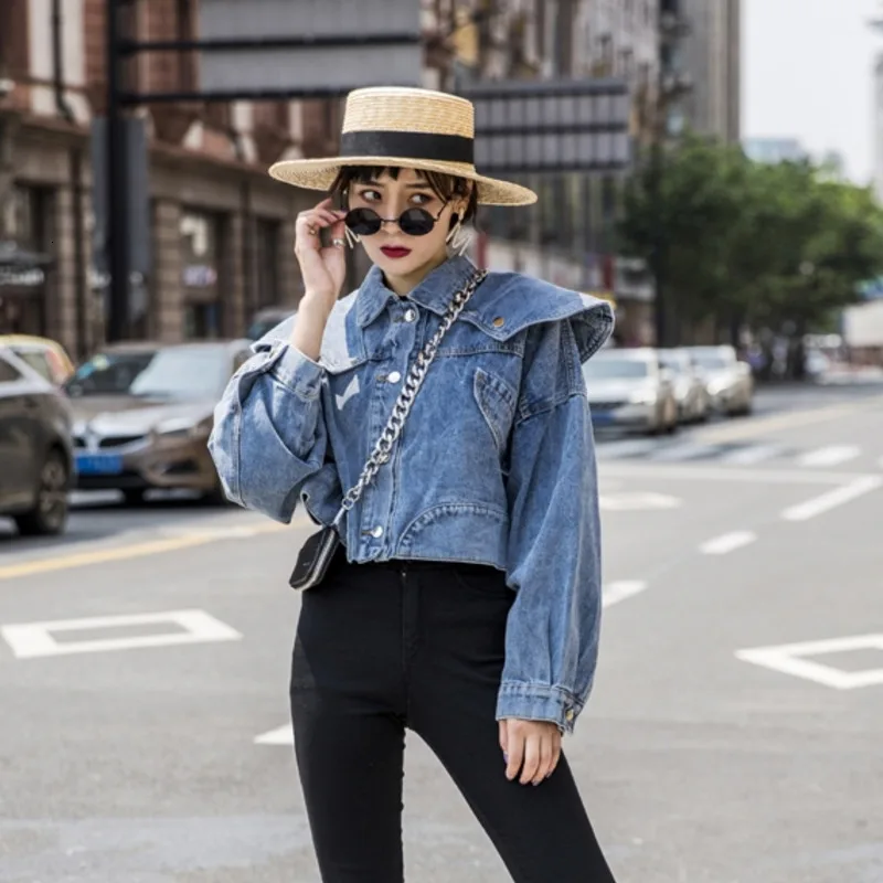 

Fashion Tide Denim Jacket Female New Korean Version Of The Autumn Loose Casual Wild Bat Coat Short Paragraph 19B-a197
