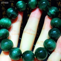 genuine natural green rutilated quartz clear round beads bracelet 15mm women men cat eye wealthy stone genuine aaaaaa