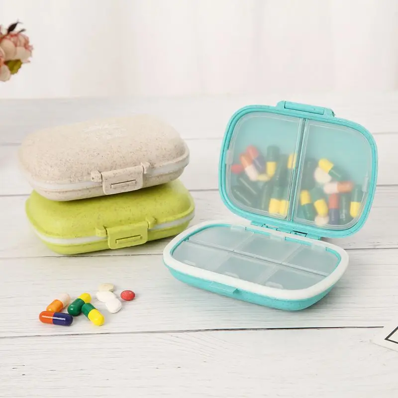 

8 grids organizer container for tablets travel pill box with Seal ring Small box for tablets Wheat straw container for medicines