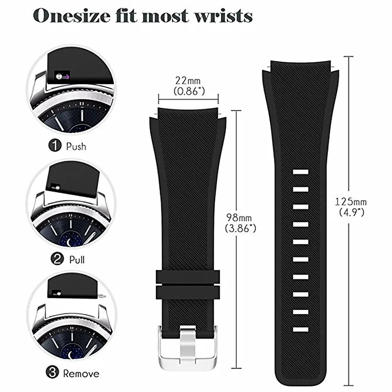 Ремешок 22 мм для samsung gear S3 Frontier/Classic/Galaxy Watch 46 мм/huawei Watch GT 46 мм/Ticwatch pro/S2/E2 силиконовый спортивный ремешок