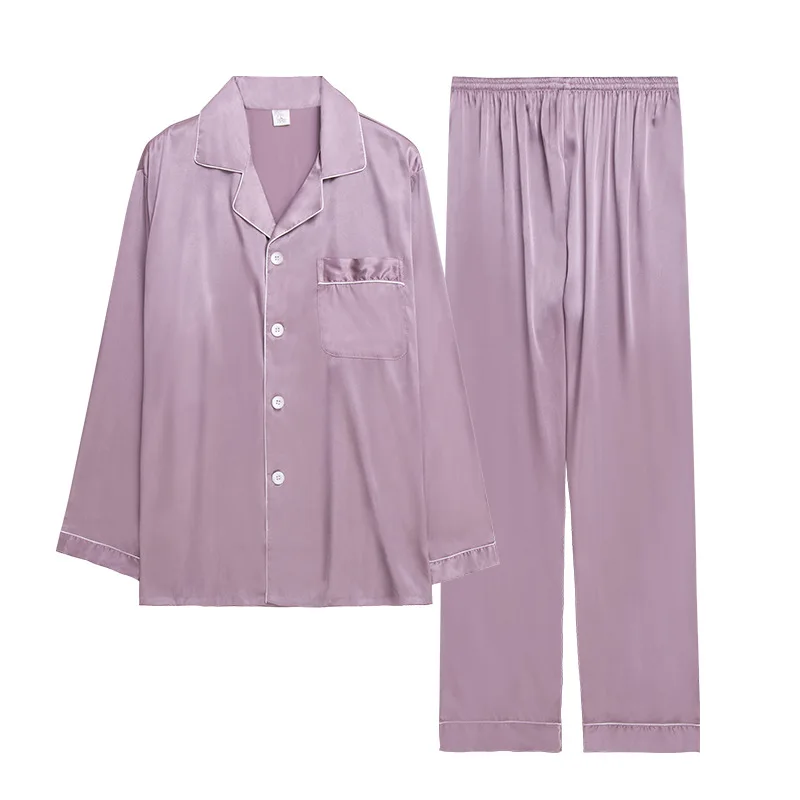 

Sleepwear Real Silk Pajama Men Satin Men Pajamas Pijama Entero Hombre Spring and Autumn Long Sleeve Two-piece Suit Pigiama 2021
