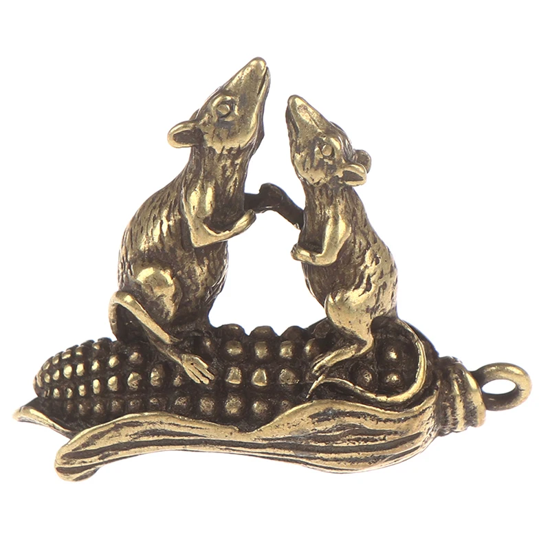 1 шт. медные статуэтки богатства крыс латунная мышь для животных кукуруза брелок