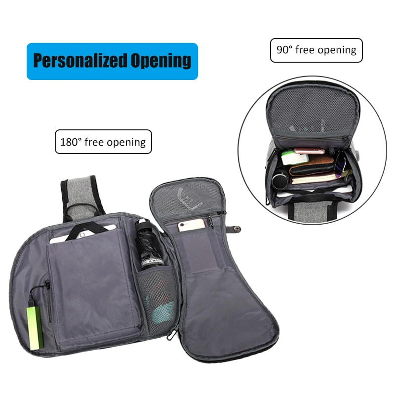 BAIBU Противоугонная мужская сумка на плечо, повседневные сумки через плечо для мужчин, Водонепроницаемая USB зарядка, слинг, сумка-мессенджер, iPad, нагрудная сумка для мужчин