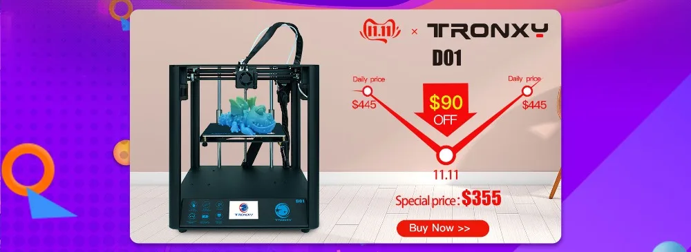 TRONXY D01 3d принтер быстрая сборка Акриловая Маска опционально, промышленная линейная направляющая Titan экструдер ультра-тихий режим 3d печать
