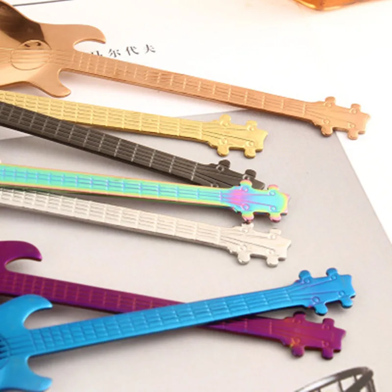 7 шт. из нержавеющей стали в форме гитары любовь ложка для чая и кофе детская Новая