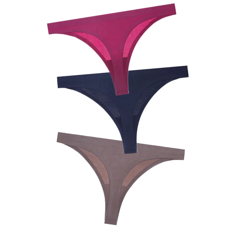 3 шт. женские стринги сексуальные низкая посадка бесшовные трусики одноцветные
