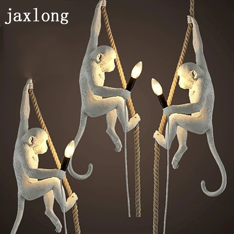 

Современная лампа в форме обезьяны, 7 цветов, веревка, подвесные светильники, детская комната, подвесные светильники, реплики, полимерный бл...