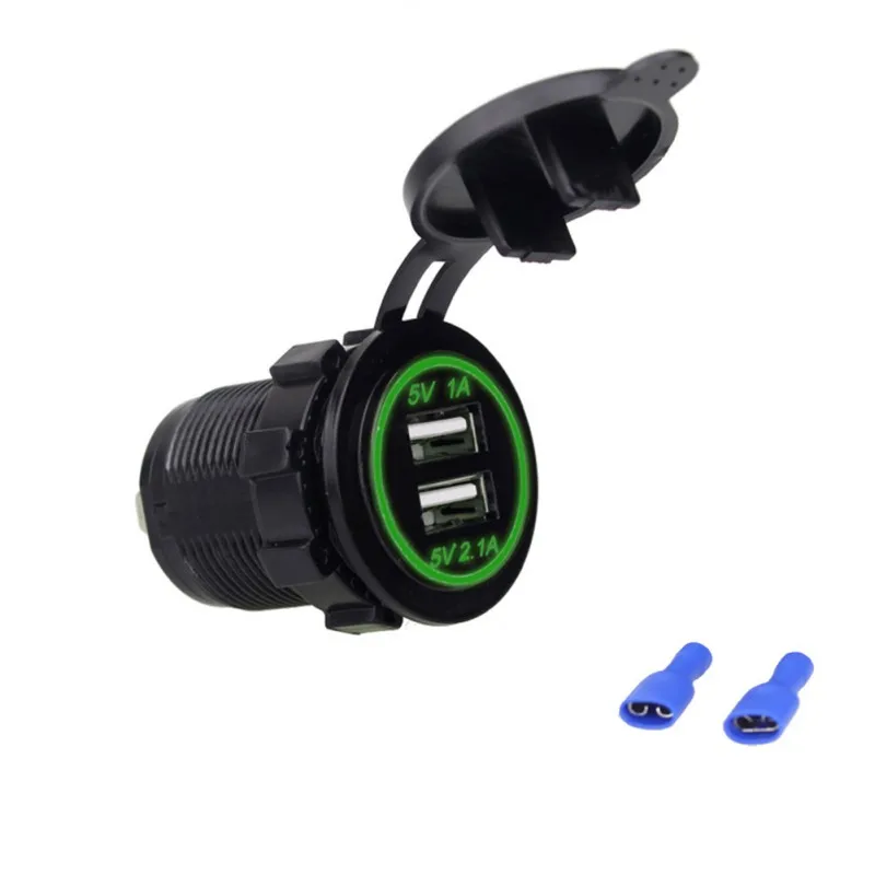 Dual USB Power Adapter Charger For Motorcycle Car Truck Boat LED Lamp Mobile Phone With Terminal Universal |